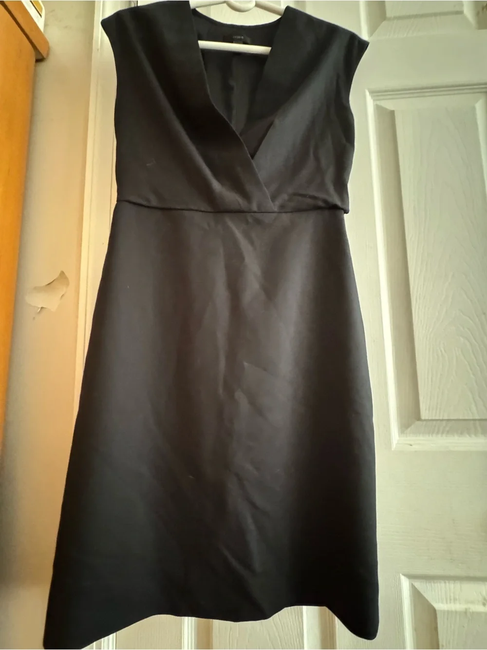 J. Crew Black V-Neck Midi Sheath Dress